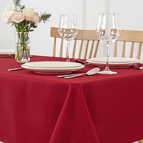 maxmill Jacquard Square Tablecloth Stain Resistant Waterproof Wrinkle Resistant Washable Soft Table Cloth, Fabric Table Cover for Dining Room, Indoor and Outdoor Use, 52 x 52 Inch, Red - color: Nova Red, size: 52" x 52" (Square)