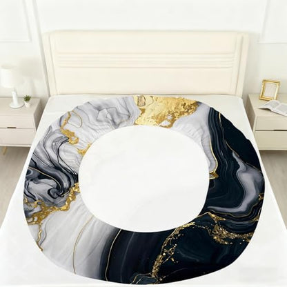Black Gold Marble Sheets Sets Twin Size Elegant Marbling Fitted Sheet Set 3D Marble Bed Sheet for Kids Teens Adults Modern Bedspread 1 Fitted Sheet+1 Flat Sheet+1 Pillowcase - color: 3d Marble, size: Twin
