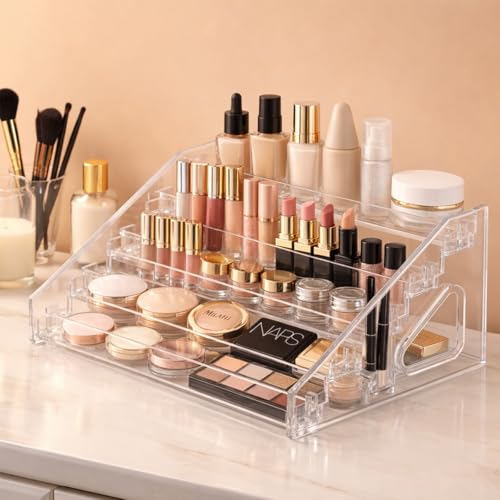 5-Tier Storage Rack, Thickened Transparent Plastic Nail Polish Organizer, Eyeglasses Riser Display Stands Essential Oil Storage Rack Makeup Stand Tray for Home Tabletop Decorations - size: 12.20 x 8.26 x 5.31 inch