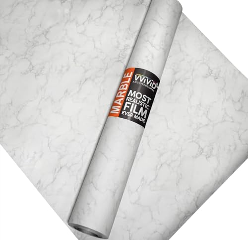 VViViD Matte Carrara White Marble Natural Texture Architectural Vinyl Sheet Film Roll (48" x 50ft) - size: 48" x 50ft