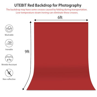 UTEBIT Christmas Background, 6x9ft Classic Red Photo Backgrounds Microfibre Retro Abstract Crimson Photography Backgrounds Portrait Props for Photography - size: 6x9ft