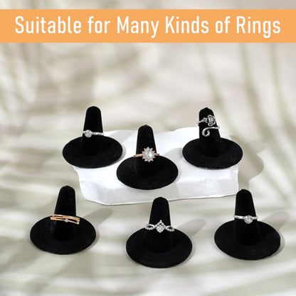24 Pack Black Velvet Ring Display Holders - Premium Velvet Ring Holder Jewelry Organizer Stand for Retail Stores, Home, Exhibitions (Cardboard & Velvet)