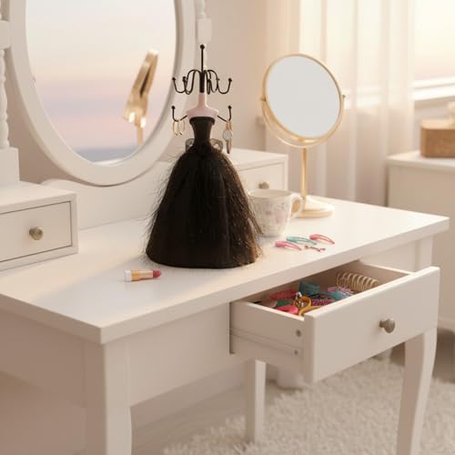 LOGOFUN Jewelry Displays Stand Elegant Lady Model Jewelry Organizer Mannequin Princess Model Skirt Rack for Hanging Earring Bracelet Rings Displaying and Storing - 10.6X3.1X2.7in