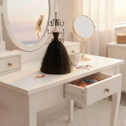 LOGOFUN Jewelry Displays Stand Elegant Lady Model Jewelry Organizer Mannequin Princess Model Skirt Rack for Hanging Earring Bracelet Rings Displaying and Storing - 10.6X3.1X2.7in