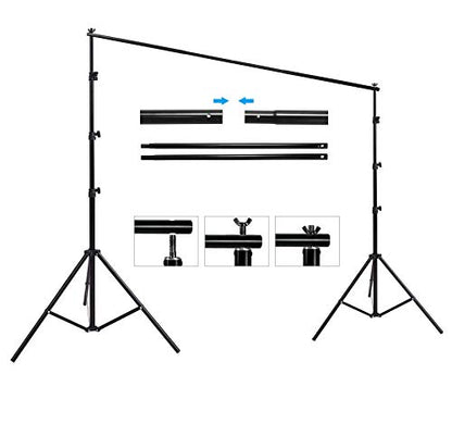 HYJ-INC Photography Umbrella Lighting Kit with 85w Led Bulb,Muslin Backdrop (White Black), Backdrop, Clips Clamp,8.5 * 10ft Photo Background Photography Stand System for Photo Video Studio Shooting