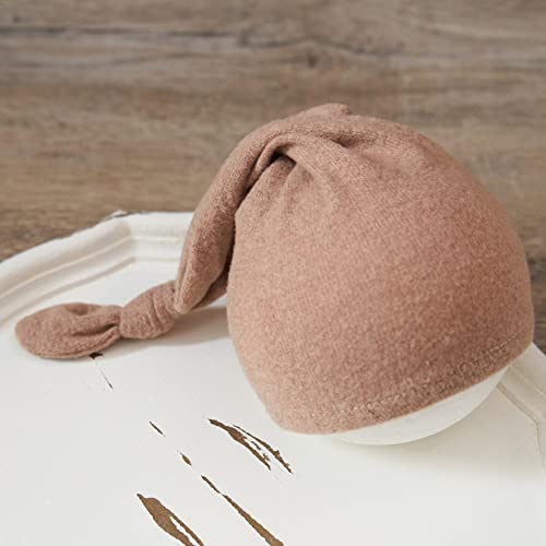 Zeroest Newborn Photography Wraps with Hat Baby Photo Outfit Girl Stretch Blanket Infant Boy Props for Baby Photo Shoot - color: Tan