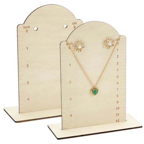 FINGERINSPIRE 2 Pcs Earring Measurement Display Stand 5.1x2.4x6.3 Wood Ear Stud Stand Earring Organizer Frame with Measurement Floral White Arch-Shaped Earring Holder for Measuring Selling Earring - size: 5.1x2.4x6.3"