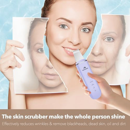 Skin Scrubber Face Skin Spatula Facial Scrubber Spatula for Deep Cleansing Blackhead Remover Pore Cleaner with 4 Modes (Purple) - color: Purple