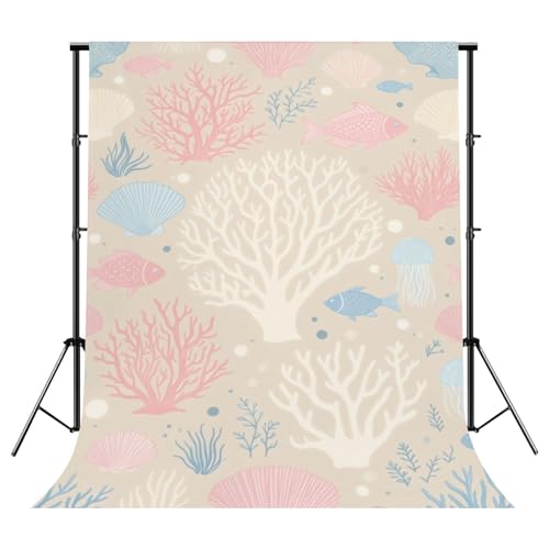 Photography Backdrops Underwater Coral Fish Jellyfish Soft Pastel Colors 8x10FT Photo Backdrop Photography Background for Portrait Photo Party Decor Video Studio Props Photoshoot - color: Multi3