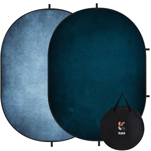 Kate Collapsible Backdrop Pop Up Backdrops Portable Folded Blue Background for Portrait Photography, for Video Conference, for Live Stream, 5x6.5ft - color: CB03