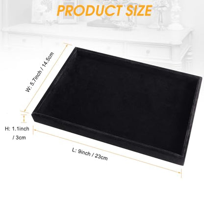 9" x 5.7" Velvet Jewelry Tray Jewelry Display Tray, Stackable Empty Plate Trays for Earrings Necklaces Bracelet Rings Display Showcase - Black - color: Black, size: Flat Tray 9"x5.7"