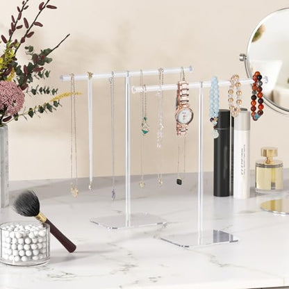 Aredpoook Jewelry Stand Necklace Stand 2 Tower, Clear Necklace Holder Jewelry Holder, Acrylic Jewelry Organizer, Bracelet Hanging Organizer, Display Stand for Bangles, Rings, Earrings and Watch