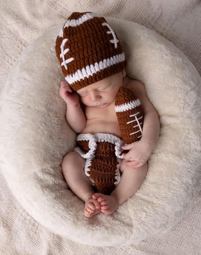 Jastore Baby Photography Props Football Cap Newborn Boy Girl Photo Shoot Outfits Crochet Costume Infant Knitted Hat Sets