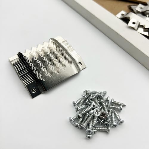 30 Pack Large Sawtooth Picture Hangers Steel Picture Hanging Picture Frames Hangers with Screws Picture Hang Solutions, for Hanging Clock Paintings Artwork Picture Frame Hook Photos (Silver) - color: Large Silver - 30 Pack