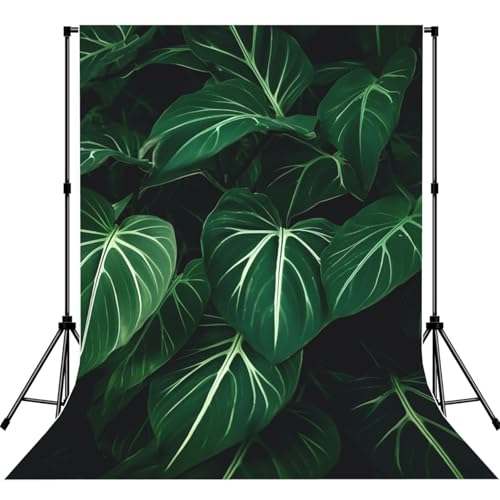 Green Long Leaves Backdrop Background for Photography 5x7ft Photobooth Professional Photo Backdrop Curtains Video Photography Studio Photo Backgrounds Banner Booth Background Screen Parties - color: Green Long Leaves
