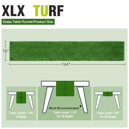 XLX TURF Green Fake Grass Table Runner for Sport Golf Spring Summer Party Decorations - 12 x 144 Inch Artificial Turf Table Centerpiece for Birthday, Wedding, Baby Shower - size: 12 x 144 Inches / 1PC