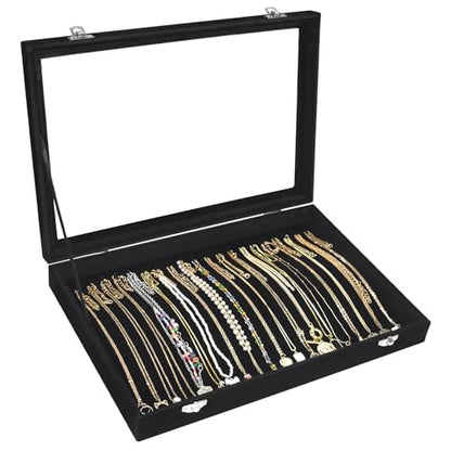 Vicoter Velvet Necklace Display Jewelry Tray 20 Hook Necklace Tray Necklace Pendant Jewelry Tray for Women and Girls - color: Black, size: 20 Hook