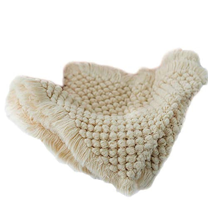 Zeroest Baby Photography Props Basket Braid Wool Wrap Newborn Photo Shoot Baskets Filler Posing Stuffer Background Blanket (Beige) - color: Beige