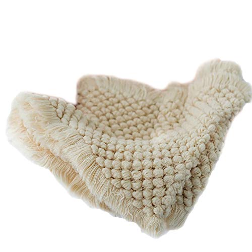 Zeroest Baby Photography Props Basket Braid Wool Wrap Newborn Photo Shoot Baskets Filler Posing Stuffer Background Blanket (Beige) - color: Beige
