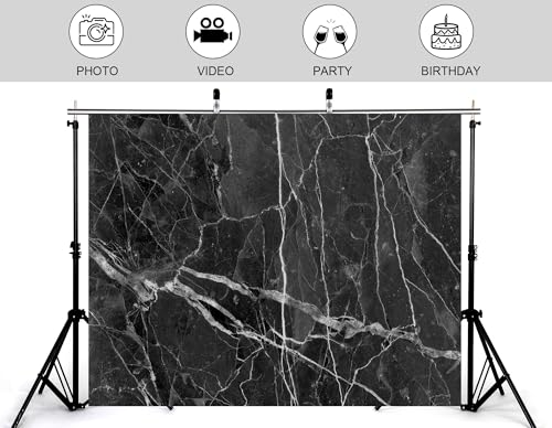 5x4ft Black Marble Texture Backdrop White Vein Photography Background for Minimalist Party Wedding Events Decorations Tapestry Photo Booth Props - size: 5x4ft