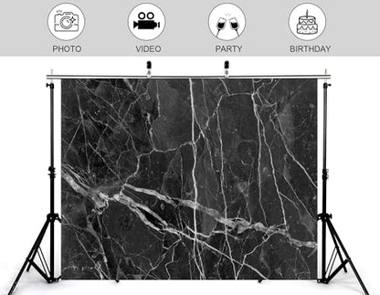 5x4ft Black Marble Texture Backdrop White Vein Photography Background for Minimalist Party Wedding Events Decorations Tapestry Photo Booth Props - size: 5x4ft