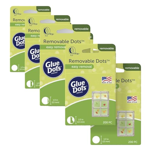 Glue Dots Double-Sided Removable Dots, 1/2'', Clear, Includes 3 Rolls of 200| 600 Total (Pack of 9) - size: 9 Pack, style: Removable Dots Roll
