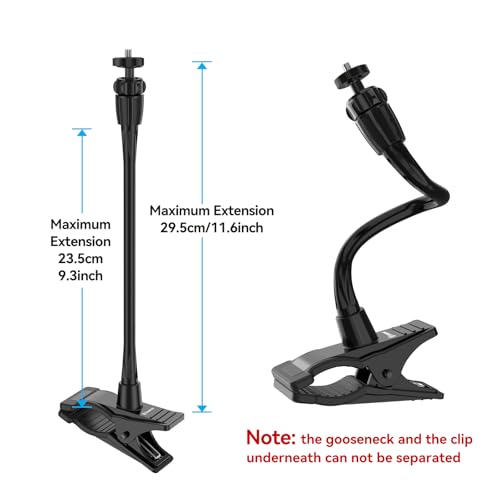 Smatree Flexible Jaws Flex Clamp Mount Gooseneck Extension Compatible for OSMO 360,Webcam C925e/C922x/C922/C930e/C930/C920x,N60/Hello Cam,Gopro Hero13/12/11/10/9/8/7/6/5/4/2018/Arlo Ultra/Pro 2/Pro 3