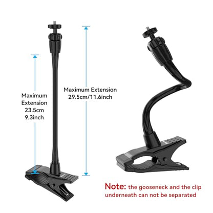 Smatree Flexible Jaws Flex Clamp Mount Gooseneck Extension Compatible for OSMO 360,Webcam C925e/C922x/C922/C930e/C930/C920x,N60/Hello Cam,Gopro Hero13/12/11/10/9/8/7/6/5/4/2018/Arlo Ultra/Pro 2/Pro 3