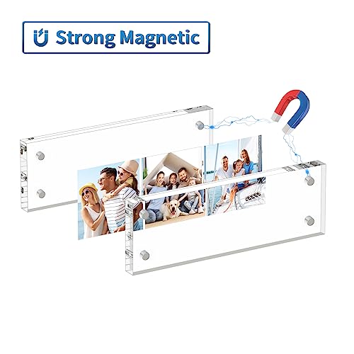 AITEE 2x6 Acrylic Picture Frames 3 Pack, 20% Thicker Block, Clear Picture Frames Freestanding Double Sided Magnetic Acrylic Lucite Frameless Transparent Square Frame Gift for Desktop Display - size: 2x6