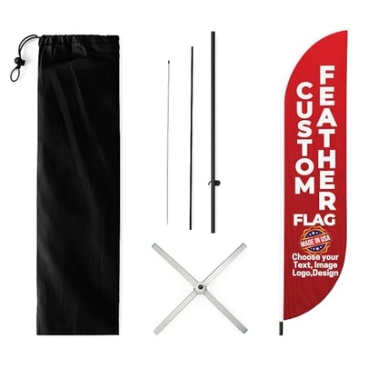 Custom Feather Flag by BCB Print - Personalized Outdoor Flag with Your Photo, Text or Logo | Optional 8.2ft Pole & Crossbase | Custom Swooper Flag | Fast Delivery | Made in USA | 8.2x1.6ft - color: Feather Flag +/– Crossbase Kit