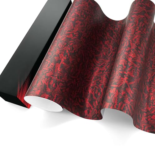 PET Marble Forged Carbon Fiber Textured Matte Red Vinyl Wrap Auto Car Sticker Decal Film Sheet Bubble Free Air Release Technology 2pcs 10cmx20cm Sample - size: 2pcs 10cm X 20cm Sample