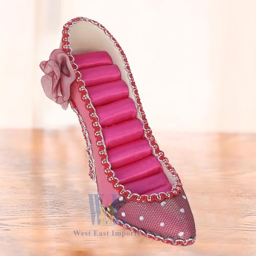 Ring Holder High Heel Shoe Design Fashion Jewelry Organizer Display Birtyday Gift (Fuchsia) - color: Fuchsia