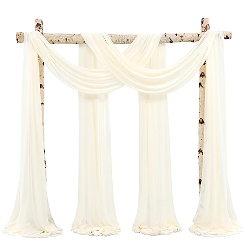 Wedding Arch Draping Fabric,2 Panels 28" x20ft Ivory Wedding Arch Drapes for Ceremony Chiffon Fabric Drapes Arbor Drapery Wedding Arch Decorations for Reception Sheer Backdrop Curtains for Party Swag - color: Ivory, size: 28"W x 240"L (Pack of 2)