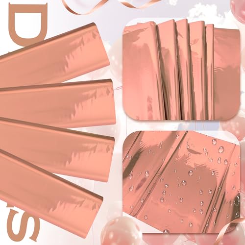 2pcs Rose Gold Foil Tablecloth 54*72inch Plastic Weddng Birthday Party Table Cloths Disposable Waterproof Table Cover for Elegant Event Anniversary Baby Shower Graduation Party Supplies - color: Rose Gold