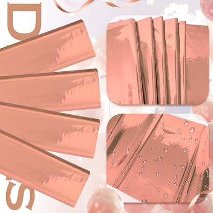2pcs Rose Gold Foil Tablecloth 54*72inch Plastic Weddng Birthday Party Table Cloths Disposable Waterproof Table Cover for Elegant Event Anniversary Baby Shower Graduation Party Supplies - color: Rose Gold