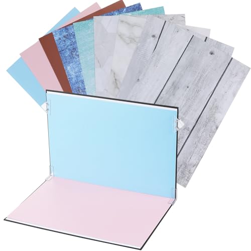 SEWACC 15pcs Photography Backdrop Board Kit with Marble Cement Wood Patterns for Food and Jewelry Flat Lay Shoots, Portable Photo Backgrounds for Product Photography and Content Creators