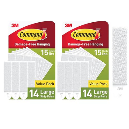 Command 15 lb Large Picture Hanging Strips 28 Pairs (56 Strips), Damage-Free Hanging Picture Hangers, No Tools Wall Hanger for Home Decor, White Adhesive - style: 28 Pairs