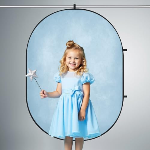 Kate 5x6.5ft(1.5x2m) Collapsible Backdrop Blue Pop up Backgrounds Grey Backdrops Collapsable Photography Photoshoot Prop
