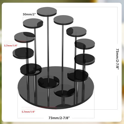 Round Acrylic Display Riser Stands, 12 Tier Jewelry Display Stands for Rings Earrings Mini Figurines 1 Pack(Black) - color: Black 12 Tier
