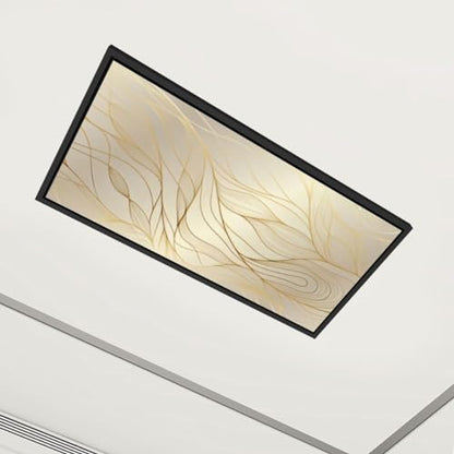 4 Pack Fluorescent Light Covers Gold wavy pattern Luxurious golden linear ornament Decorative Magnetic Ceiling Light Covers Fluorescent Light Shade Panel for Classroom Office Home 4 x 2 ft