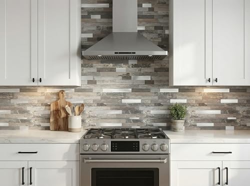 Yipscazo 2026 New Upgrade Peel and Stick Wood Metal Tile Backsplash, Stick on Tiles for Backsplash Kitchen, Bathroom (10 Sheets, Light Wood) - color: Light Wood