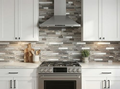 Yipscazo 2026 New Upgrade Peel and Stick Wood Metal Tile Backsplash, Stick on Tiles for Backsplash Kitchen, Bathroom (10 Sheets, Light Wood) - color: Light Wood