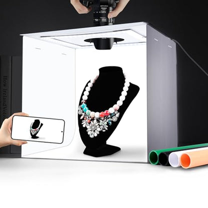 Photo Light Box, Mini Photo Studio Light Box, 12"x12" Portable Folding Photography Light Tent kit with CRI >97 144 LED Light 3600lm 5500k & 4 Backdrops for Jewelry/Watches/Small Size Products - size: 12*12*12inch