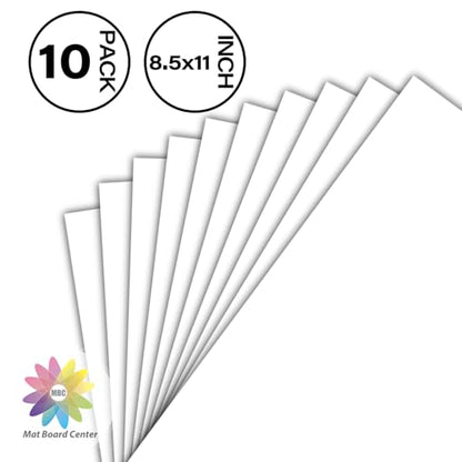 Mat Board Center, 10 Pack 8.5x11 White Backing Boards, Cardboard Backing for Frames, Prints, Arts, Photos and More - size: 8.5x11
