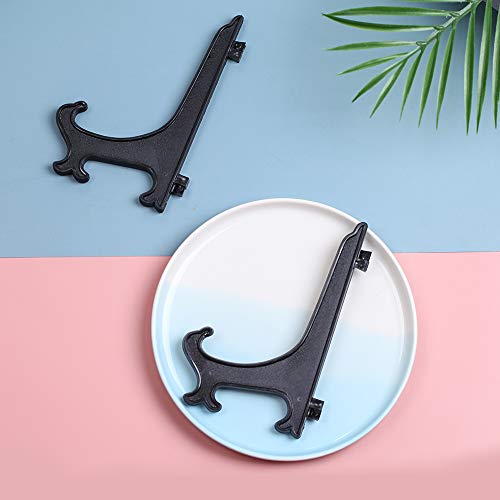 Artliving 7 Inch Black 12pcs/Set Plastic Easels Plate Display Stands Picture Frame Stand Holder - color: Black, size: 7 inch (12 pack)