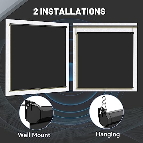 RAUBAY Retractable Pull Down Black Screen Backdrop - 78.7" x 86.6" Collapsible Wall-Mount Background for Professional Video Production, Photography, TikTok and Video Conferencing - color: Black, size: Wider(78.7 x 86.6in)