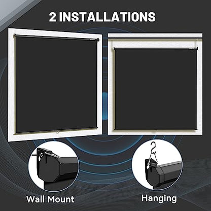 RAUBAY Retractable Pull Down Black Screen Backdrop - 78.7" x 86.6" Collapsible Wall-Mount Background for Professional Video Production, Photography, TikTok and Video Conferencing - color: Black, size: Wider(78.7 x 86.6in)