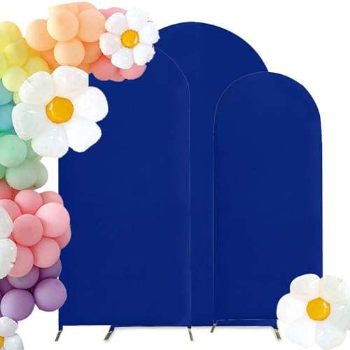HAINARverS Set of 3 Wedding Arch Cover 6FT,6.6FT,7.2FT Spandex Fitted Stretchy Arch Stand Covers,2 Sided Round Top Chiara Backdrop Cover for Birthday Party Banquet Arch Decoration(Royal Blue) - color: Royal Blue, size: 6FT,6.6FT,7.2FT