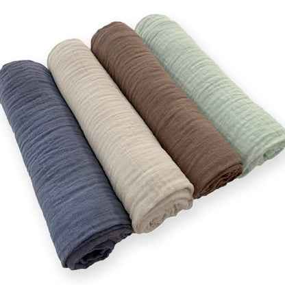 SwaddleDesigns Cotton Muslin Swaddle Blankets for Baby Boy & Baby Girl, Set of 4, Neutral Receiving Blankets for Newborn, Baby Registry & Gift, 46x46 inches, Coastal - color: Coastal