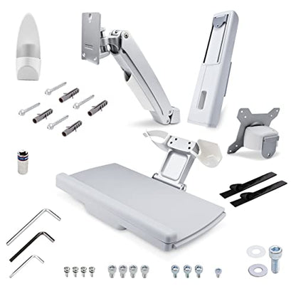 StarTech.com Wall Mount Workstation, Full Motion Sit Stand Desk w/Height Adjustable VESA Monitor Arm & Keyboard Tray, Ergonomic Wall Mounted Computer Workstation, Single Display, TAA - color: Silver, style: Wall Mount – Spring Arm